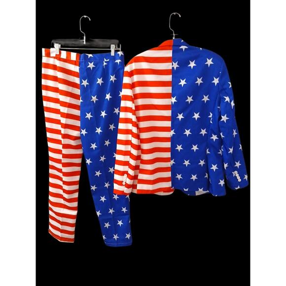 Stars & Stripes USA Flag American Novelty Suit Sz M Red White Blue Event Costume - Picture 5 of 16